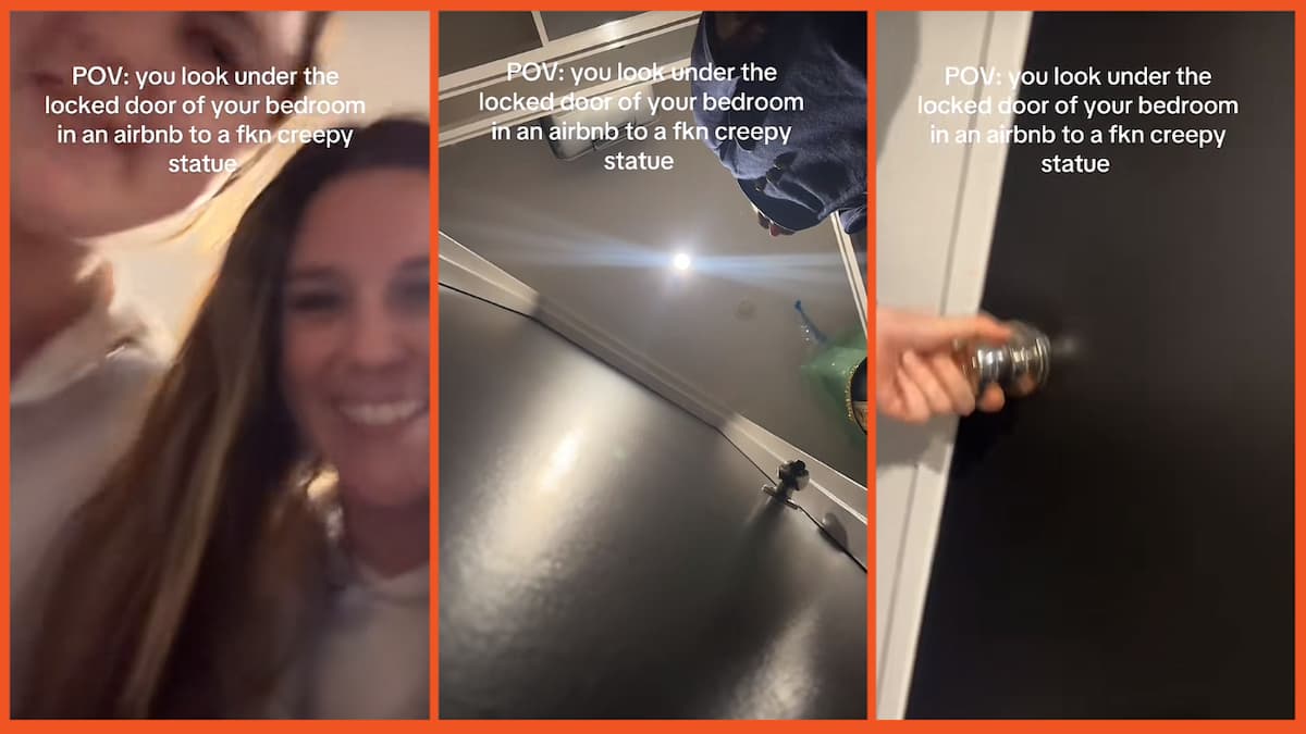 ‘That’s not a statue’: Friends staying in an Airbnb slide phone under door of locked closet to find a frightening figure hiding inside post thumbnail image
