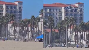 California Helicopter Crash: Video Shows Moment Aircraft Hits Trees In Huntington Beach