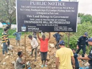 HYDRAA reclaims 3,712 sq yards of park land from encroachers in Bandlaguda Jagir