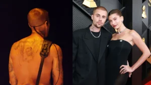 Did Justin Bieber Get New Tattoo of Hailey Bieber’s Face? Singer Debuts Back Ink During Shirtless Grammys Performance
