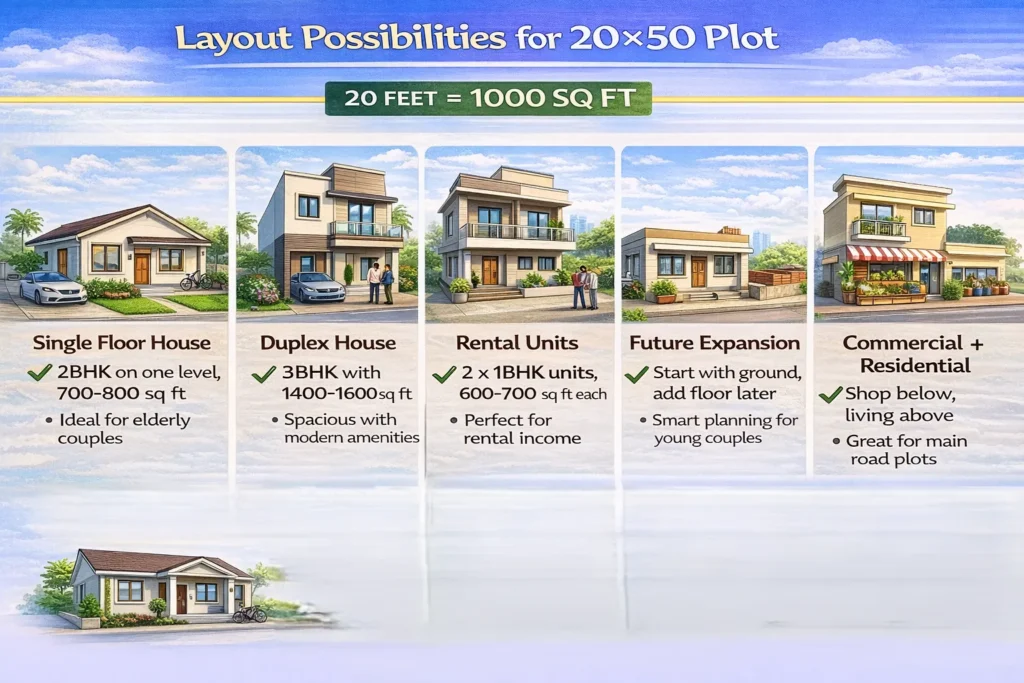 20×50 House Plan Guide: Layout Ideas, 2BHK/3BHK Designs, Elevation & Cost