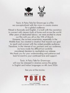 Middle East Tensions Push Yash’s ‘Toxic’ Release to June