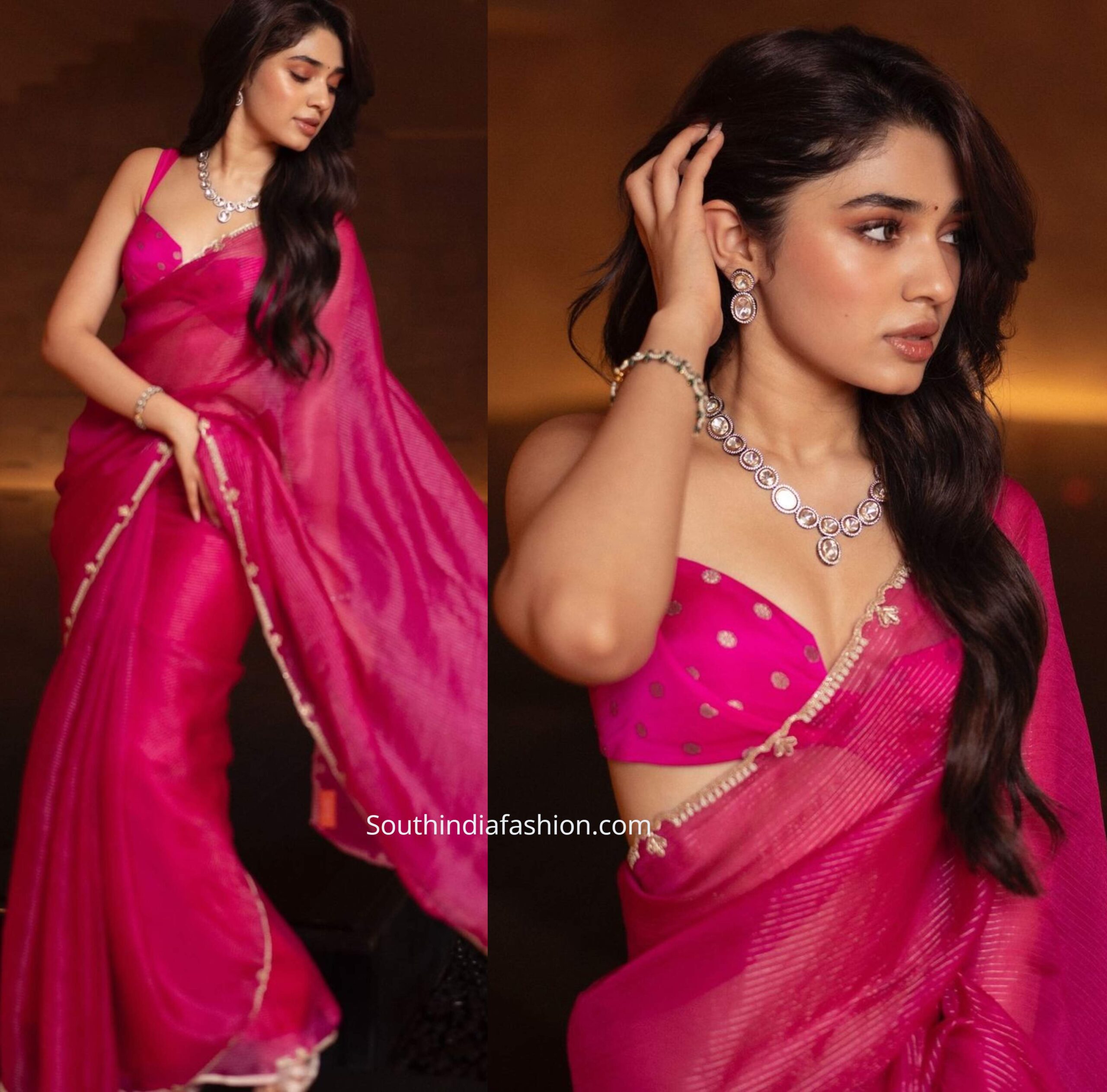 Krithi Shetty in a pink saree post thumbnail image